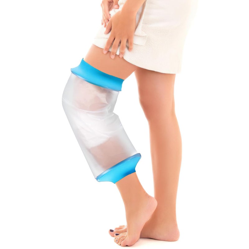 Divvsck Waterproof Knee Cast Cover for Shower, Watertight Cast Bag, Reusable, Shower Protector for Knee Replacement Surgery, Wound, Burns (M) - Image 1